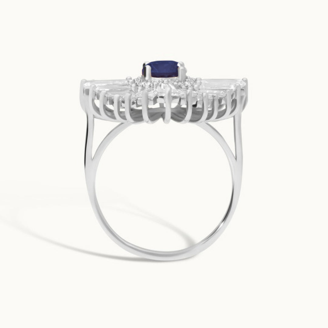 Ballerina Dusk Ring in white gold, profile of the raised setting