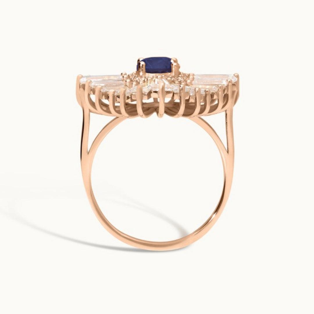 Ballerina Dusk Ring in rose gold, profile of the raised setting