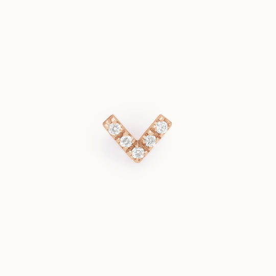 Avery V-shaped lab-grown diamond stud earring in recycled 18K rose gold