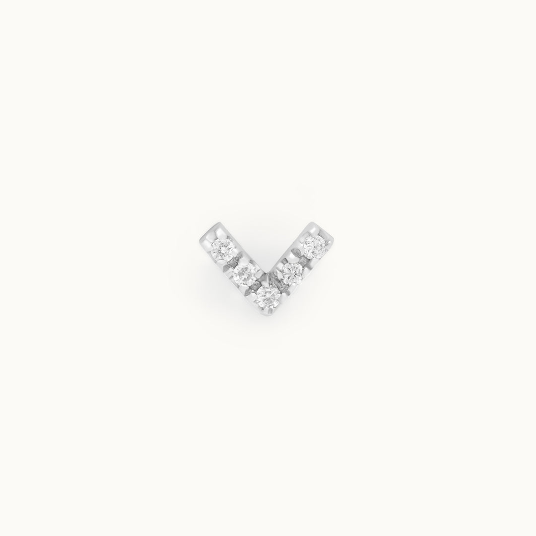 Avery V-shaped lab-grown diamond stud earring in recycled 18K white gold