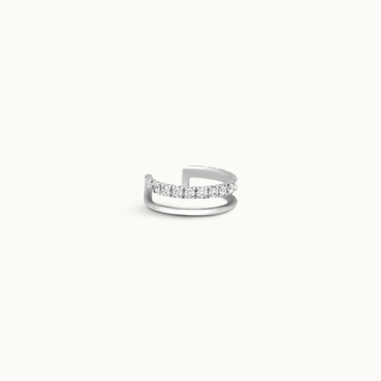 Camellia lab-grown diamond ear cuff in recycled 18K white gold