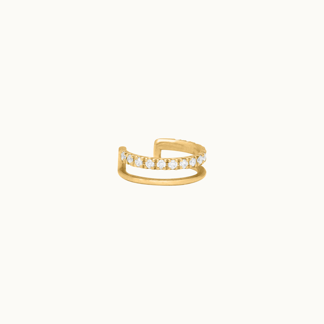 Camellia lab-grown diamond ear cuff in recycled 18K yellow gold