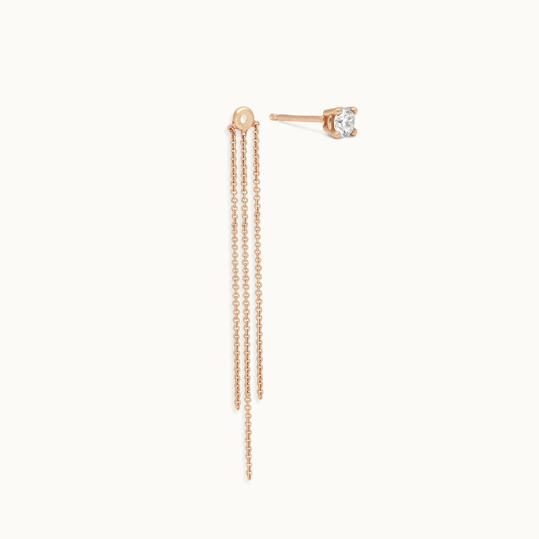 Delicate chain earring add-on in recycled 18K rose gold