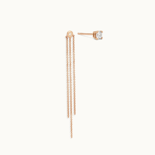 Delicate chain earring add-on in recycled 18K rose gold