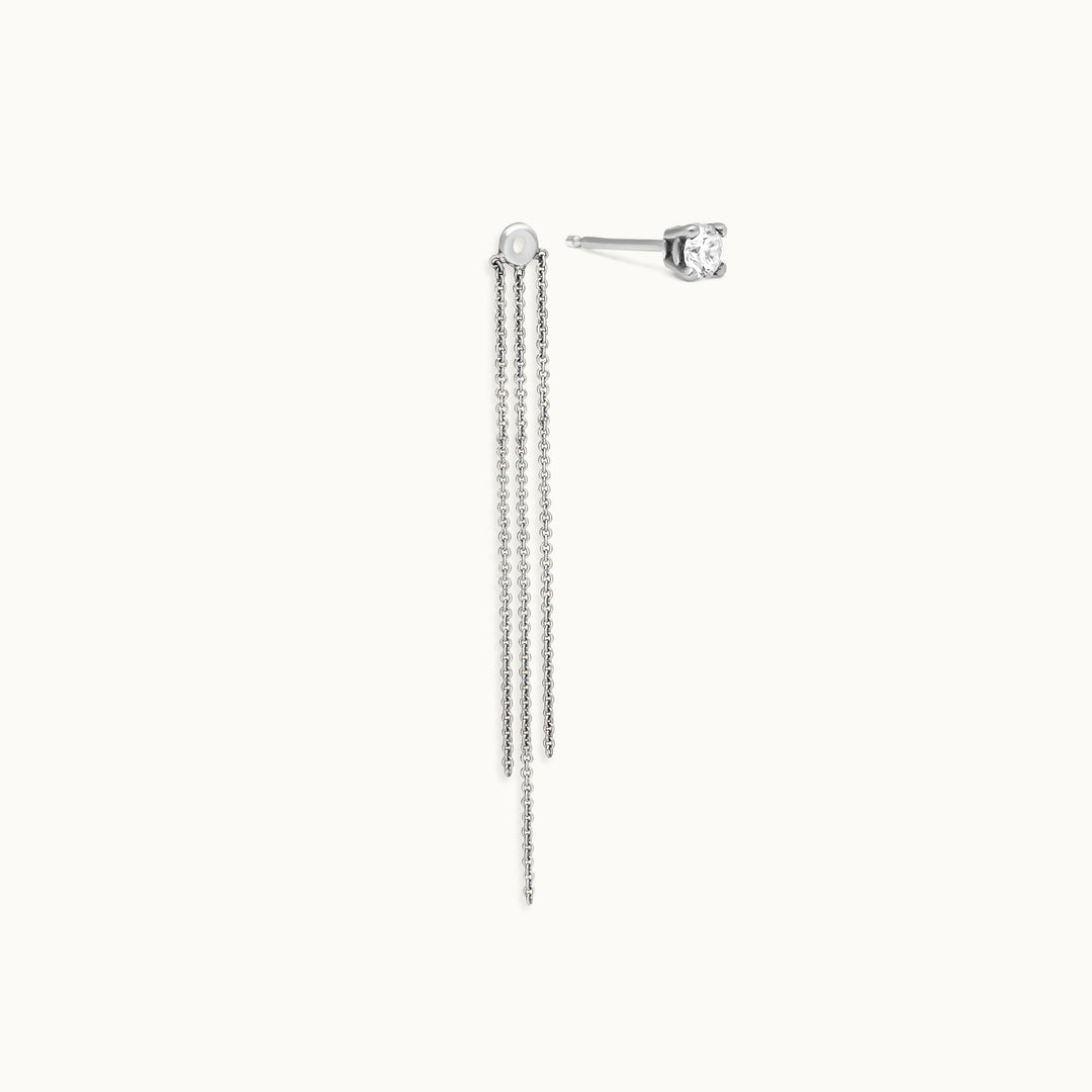 Delicate chain earring add-on in recycled 18K white gold