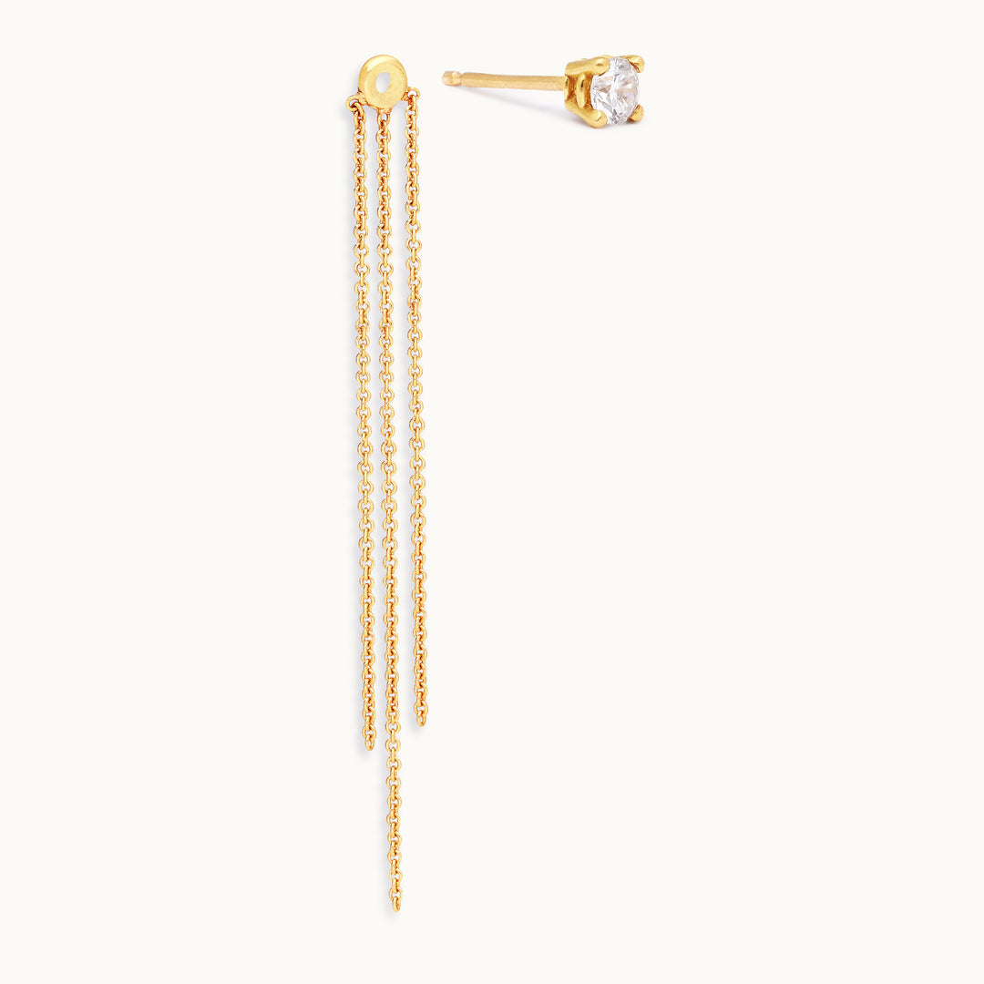 Delicate chain earring add-on in recycled 18K yellow gold