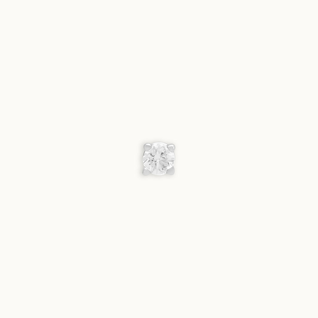 Classic 3 mm (0.10 ct) lab-grown diamond stud earring in recycled 18K white gold.