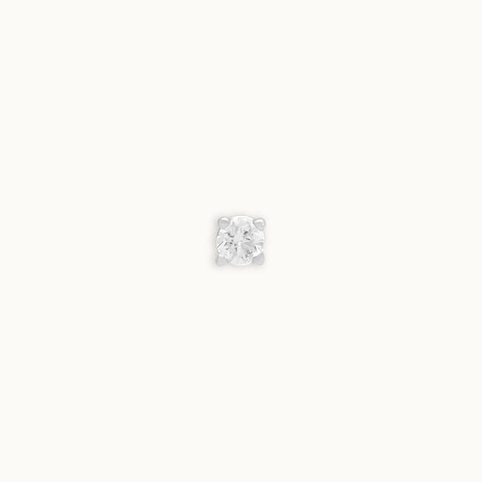 Classic 3 mm (0.10 ct) lab-grown diamond stud earring in recycled 18K white gold.