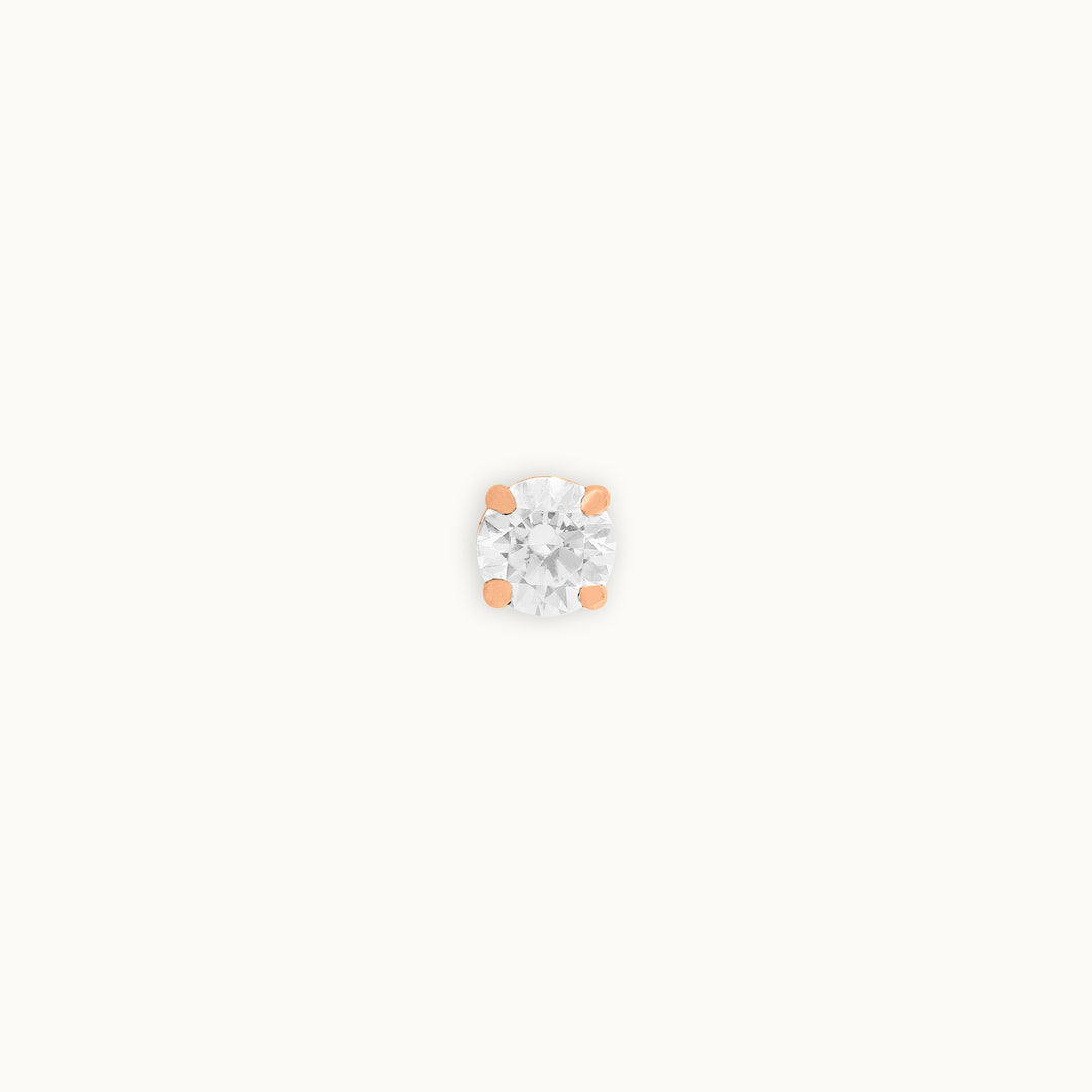 Classic 4.5 mm (0.30 ct) lab-grown diamond stud earring in recycled 18K rose gold.