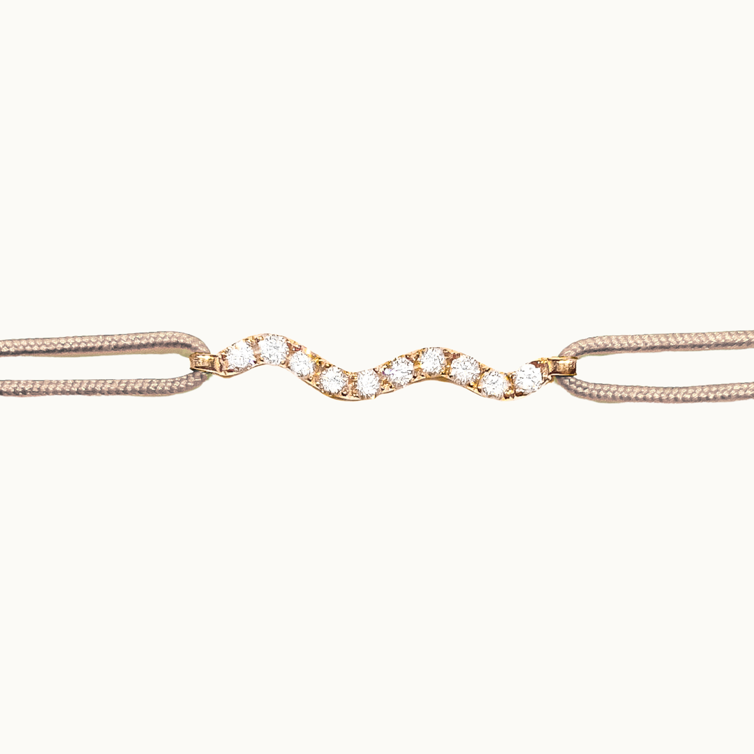 Cordelia Cord Bracelet in recycled 18K yellow gold with lab-grown diamonds and cloud recycled cord