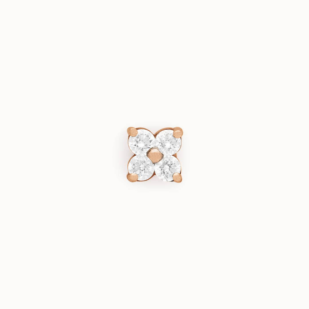 Heather lab-grown diamond clover stud earring in recycled 18K rose gold.
