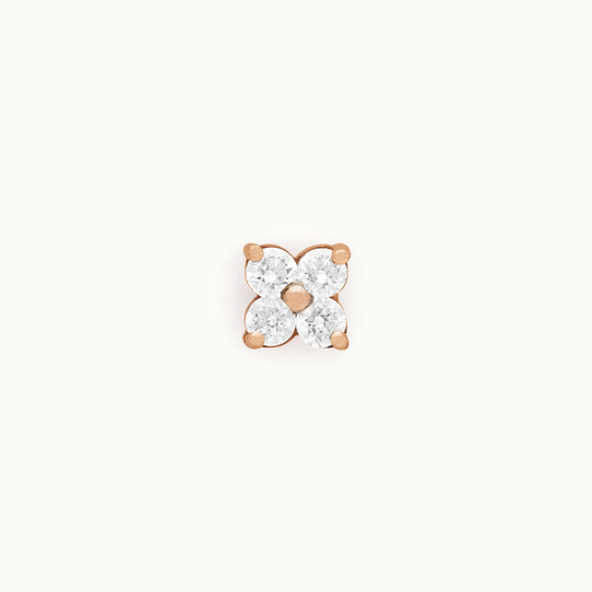 Heather lab-grown diamond clover stud earring in recycled 18K rose gold.