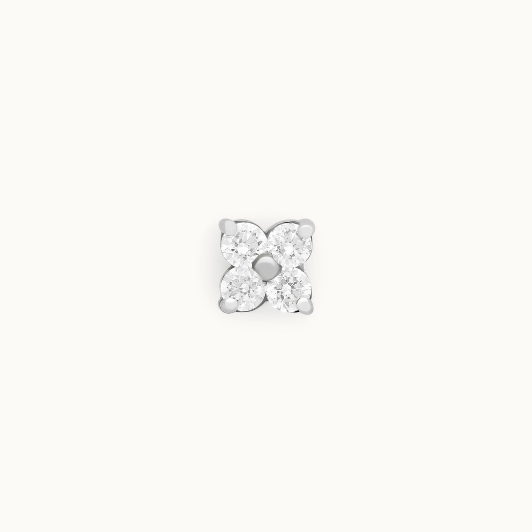 Heather lab-grown diamond clover stud earring in recycled 18K white gold