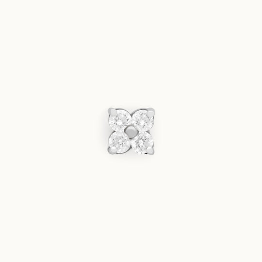Heather lab-grown diamond clover stud earring in recycled 18K white gold