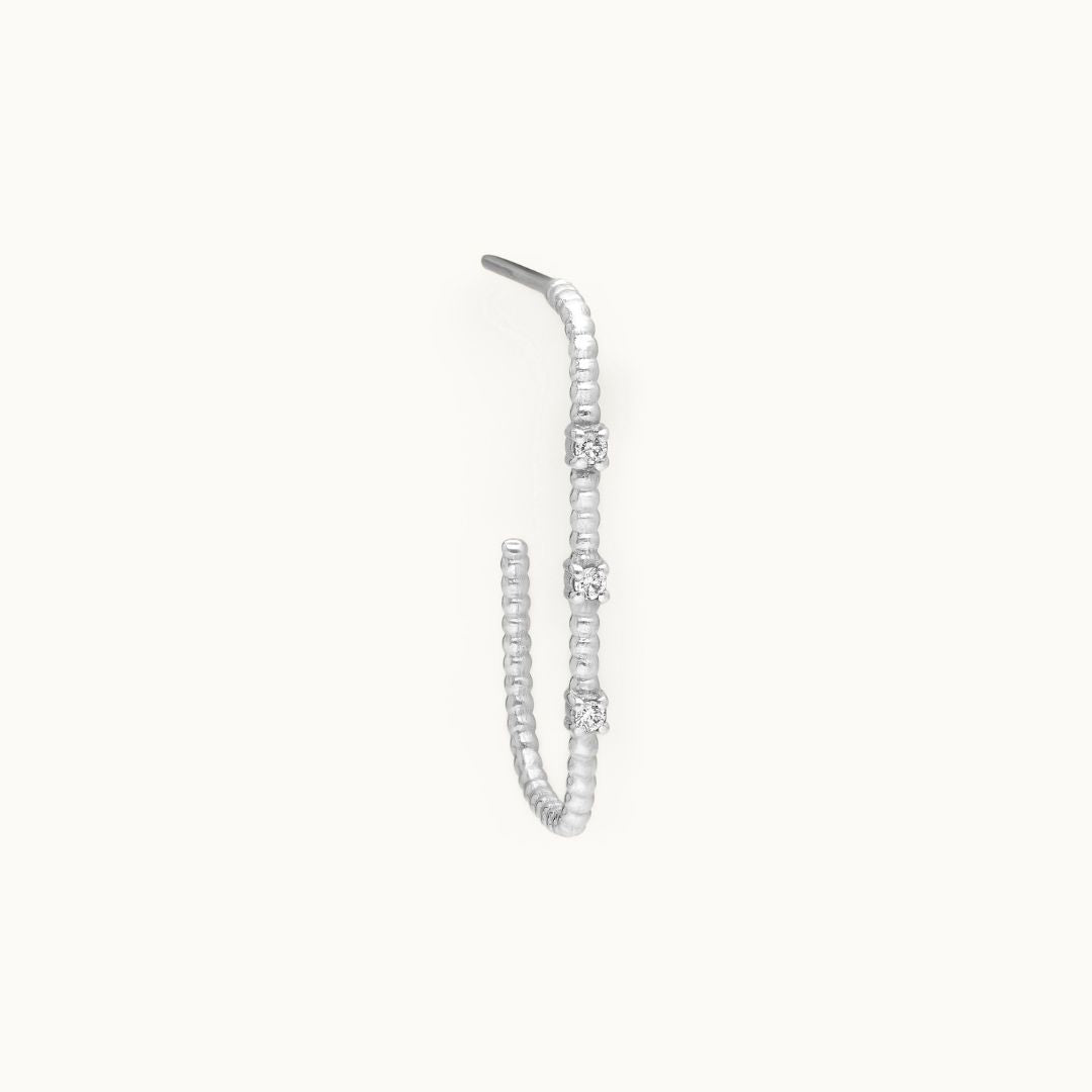 Ivy lab-grown diamond hoop earring in recycled 18K white gold