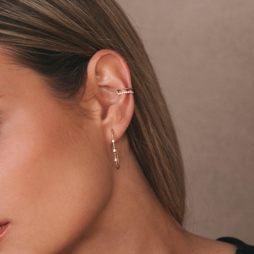 Model wearing the Ivy Hoop with an ear cuff