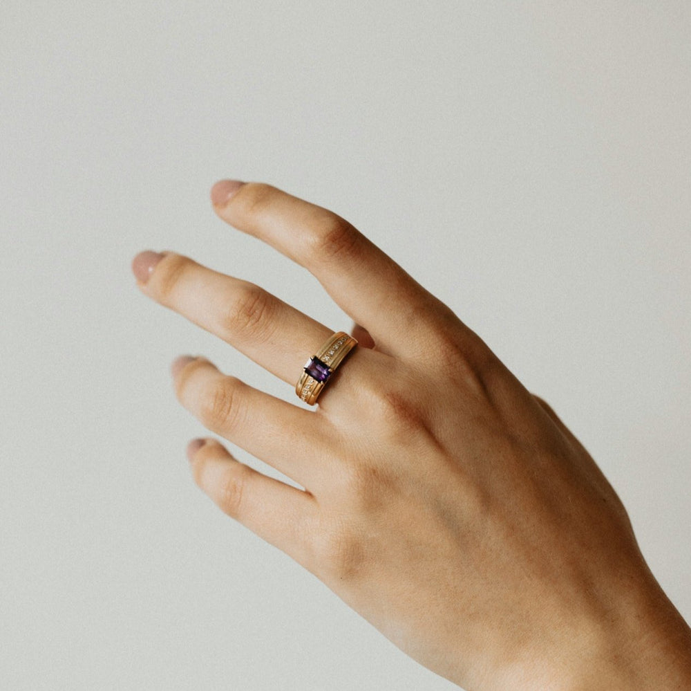Majestic Mauve Ring worn on the hand