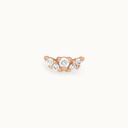 Lavender lab-grown diamond floral stud earring in recycled 18K rose gold.