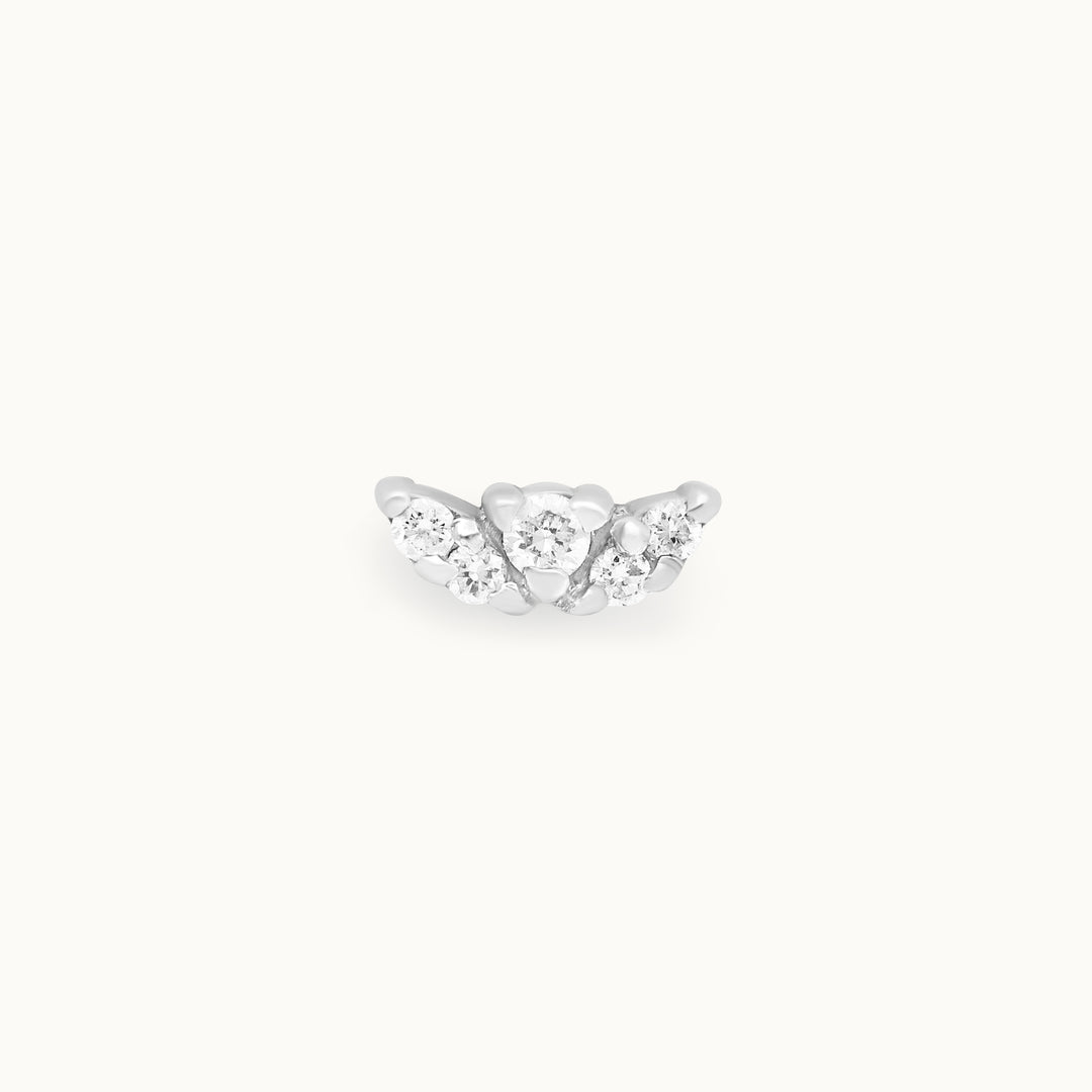 Lavender lab-grown diamond floral stud earring in recycled 18K white gold.