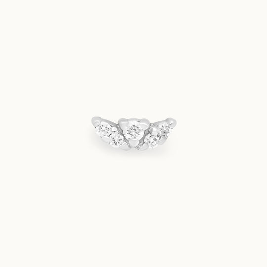 Lavender lab-grown diamond floral stud earring in recycled 18K white gold.