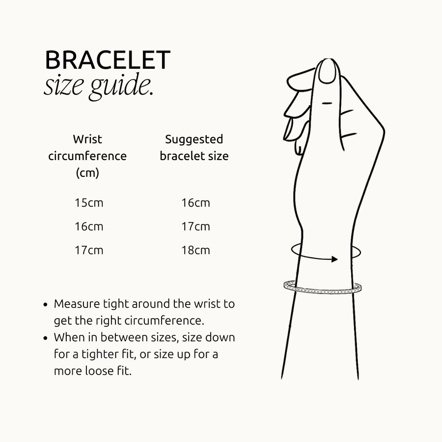 Bracelet size guide: wrist circumference and suggested bracelet size