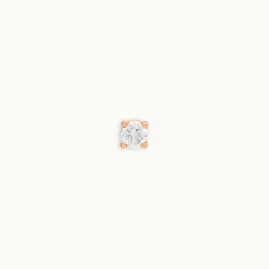 Classic 3 mm (0.10 ct) lab-grown diamond stud earring in recycled 18K rose gold