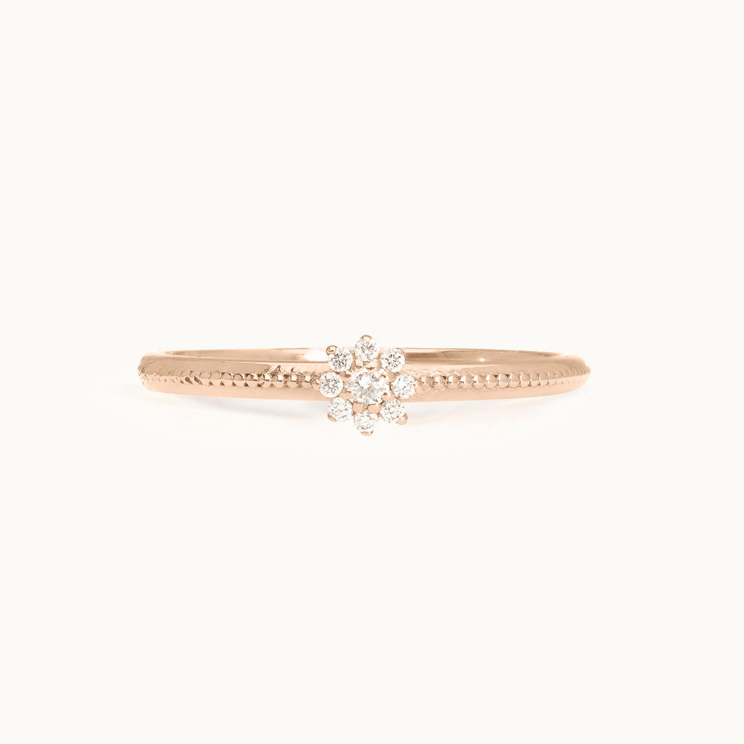 Flora Ring – 18k rose gold floral ring with lab-grown diamonds