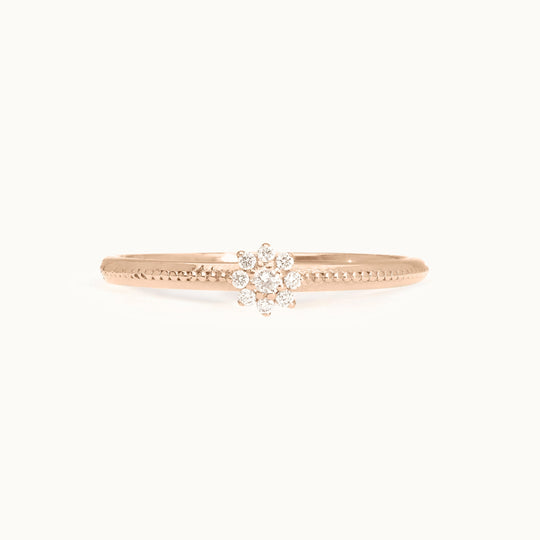 Flora Ring – 18k rose gold floral ring with lab-grown diamonds