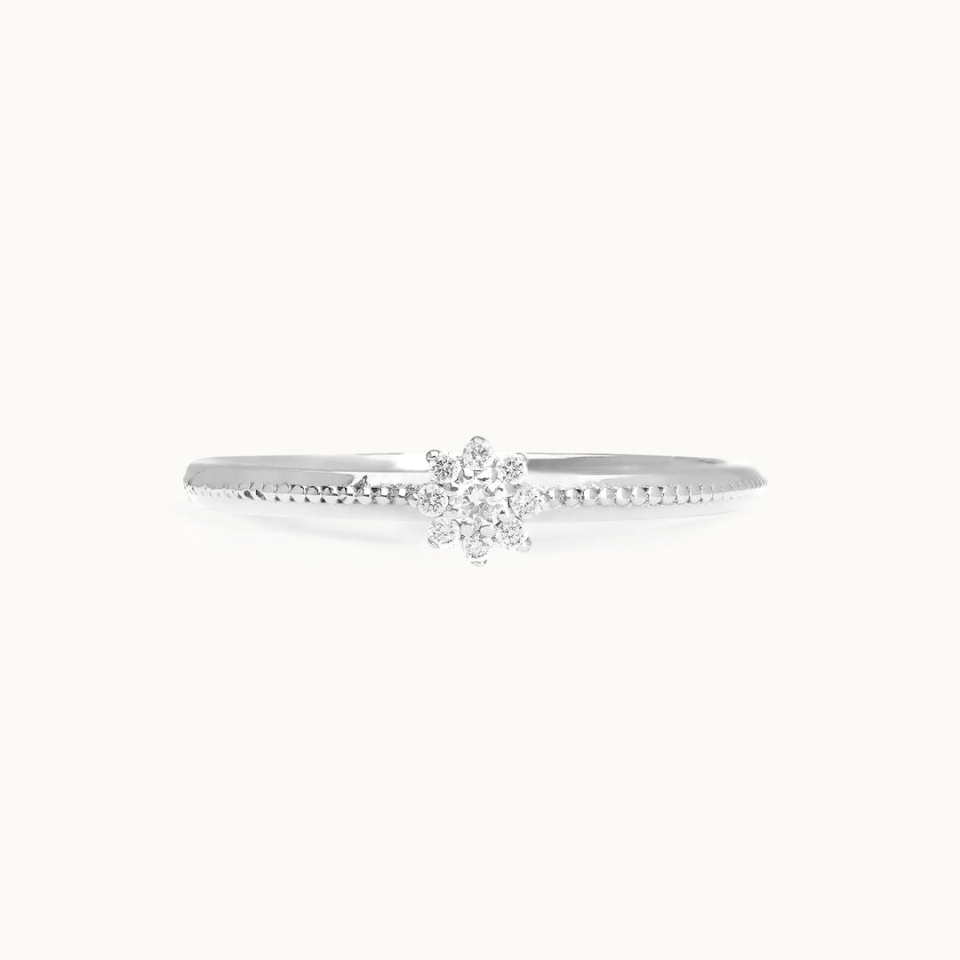 Flora Ring – 18k white gold floral ring with lab-grown diamonds