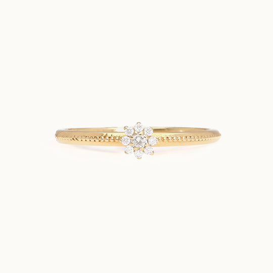 flora floral diamond engagement ring in recycled 18k yellow gold with lab-grown diamonds