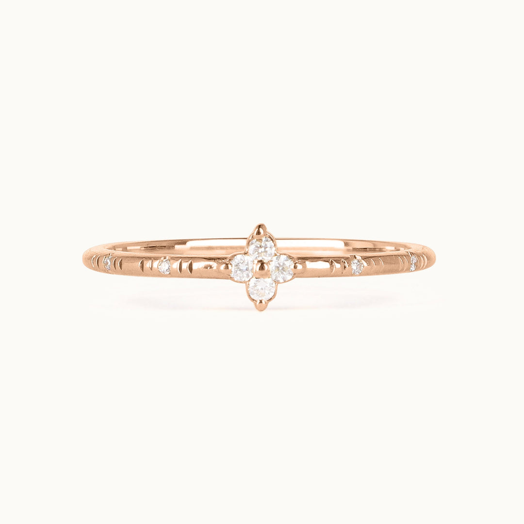Heather Ring – lab-grown diamond clover ring in recycled 18K rose gold, Juna Fae