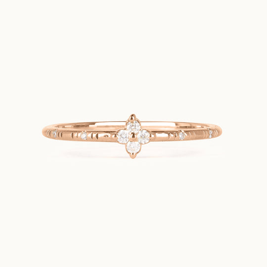 Heather Ring – lab-grown diamond clover ring in recycled 18K rose gold, Juna Fae