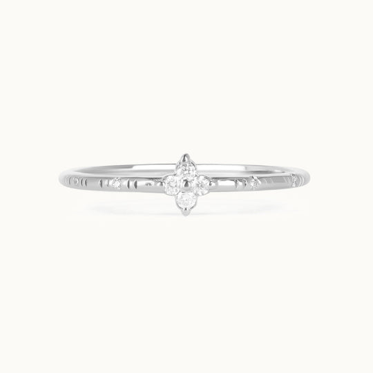 Heather Ring – lab-grown diamond clover ring in recycled 18K white gold, Juna Fae