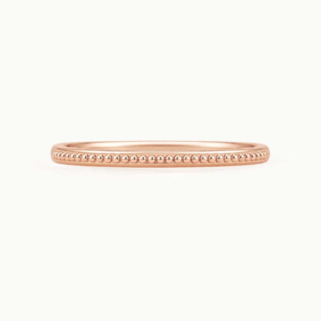 Laurel Band, a beaded wedding band in recycled 18K rose gold