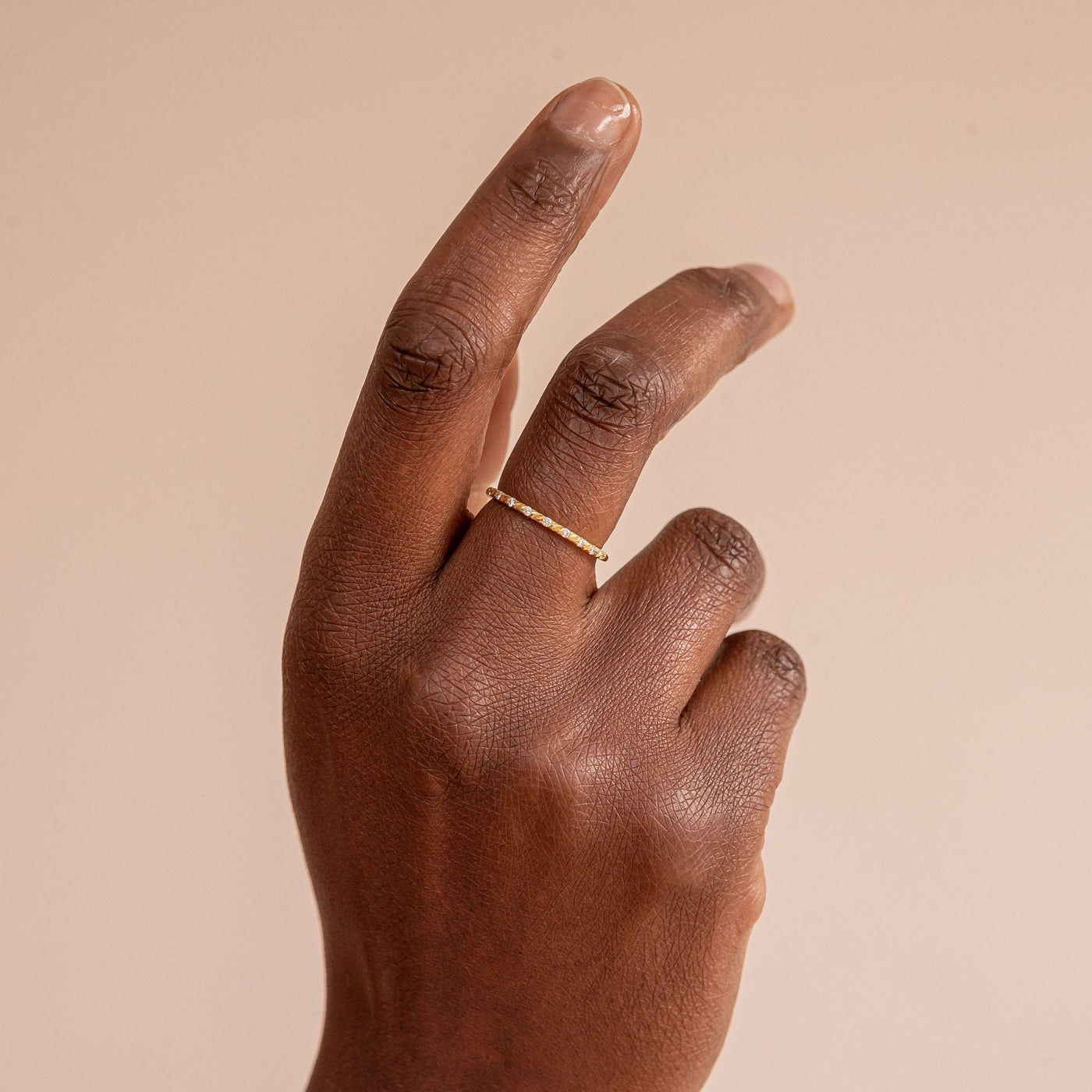 Daisy Ring Juna Fae sustainable conscious jewelry 18k recycled gold lab grown diamonds classic with a twist stack