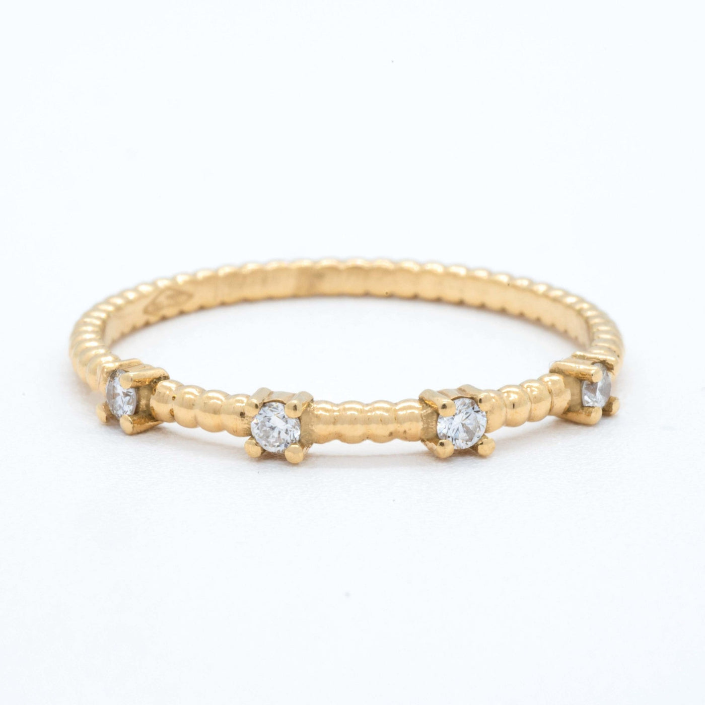 Juna Fae dotted stackable ring with 4 labgrown diamonds
