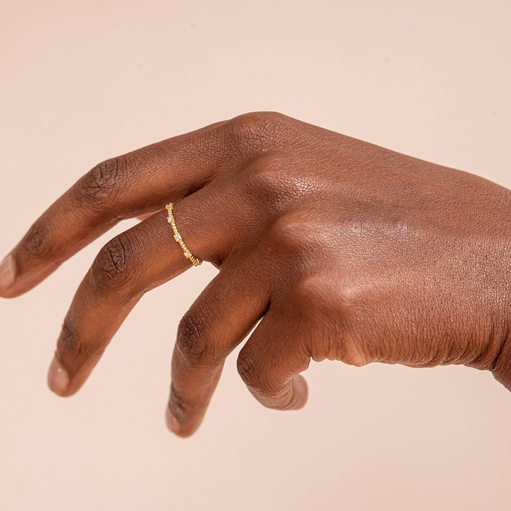 Drop texture stack ring with labgrown diamonds