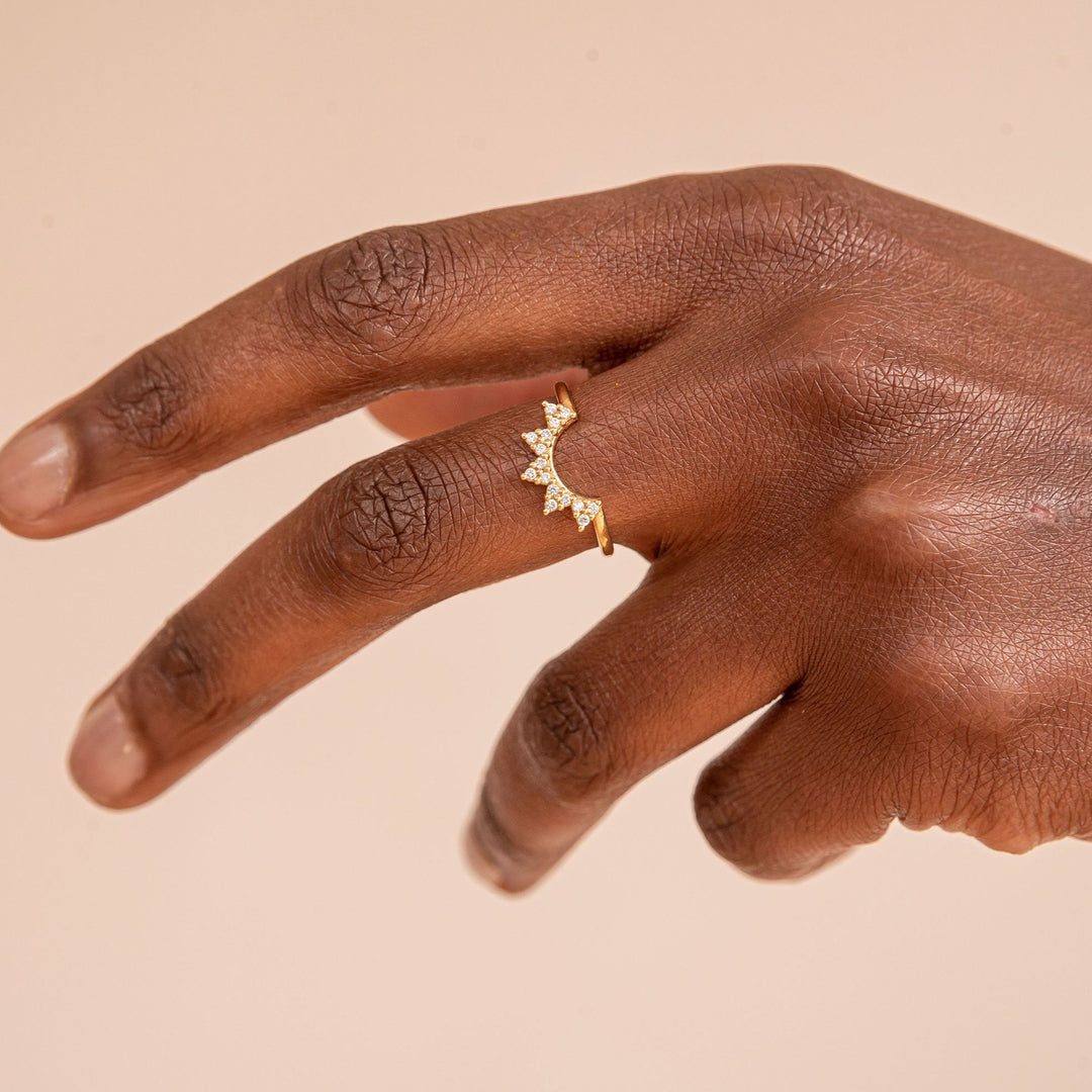 Marigold Ring worn on hand – stackable lab-grown diamond ring, Juna Fae